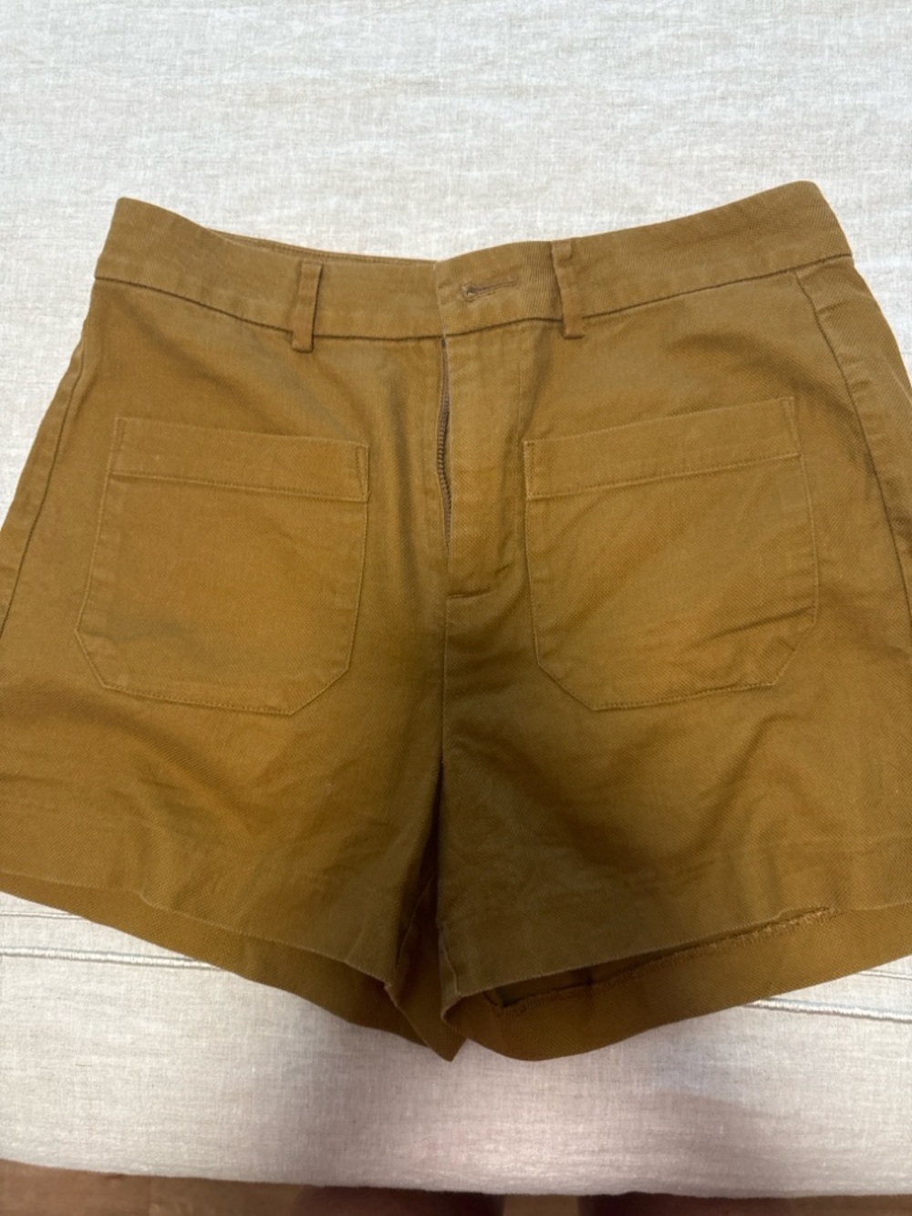 Madewell Camel Brown High Rise Tailored Linen Blend Shorts Size 00